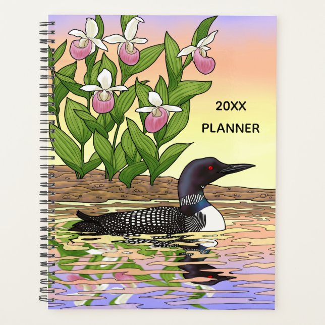 MN State Bird Flower Loon Lady Slipper Planner (Front)