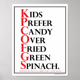 Mnemonic: Kids Prefer Candy - Poster