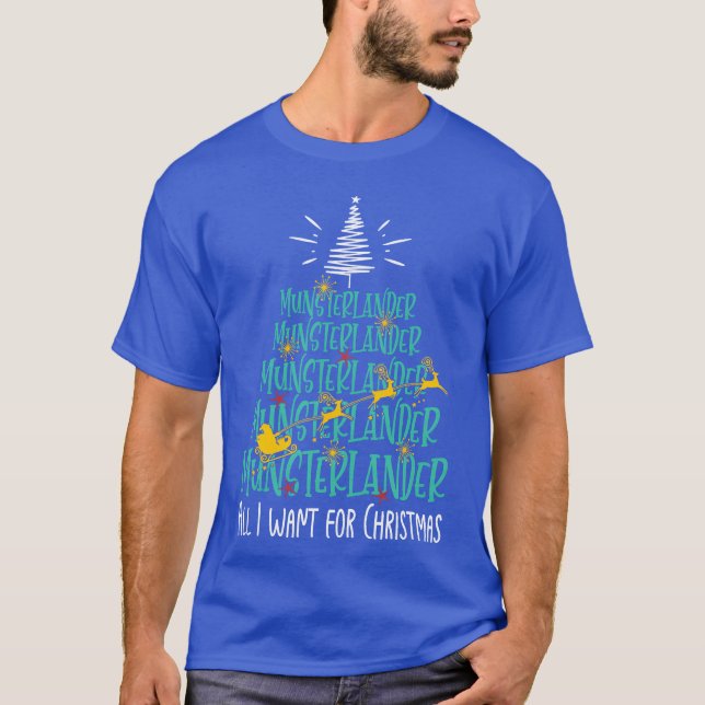 Mnsterlnder Christmas Dog breed Christmasree vinta T-Shirt (Front)
