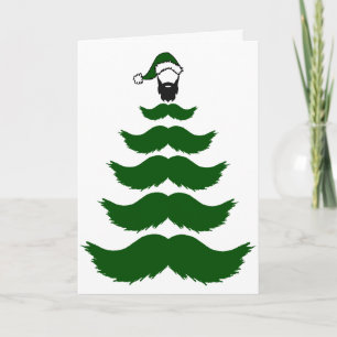 Mo Moustache Christmas Tree Beard Man Topper Green Card