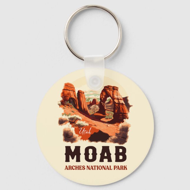 Moab Arches National Park Utah Delicate Arch Retro Keychain (Front)