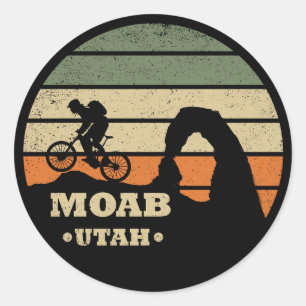 Moab mtb mountain biking classic round sticker