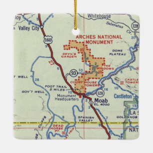 Moab Retro Map Ceramic Ornament