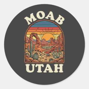 Moab Utah Desert Sunset   Retro Southwest Travel  Classic Round Sticker