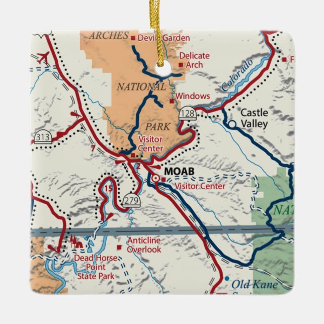 Moab Utah Map Ceramic Ornament (Front)