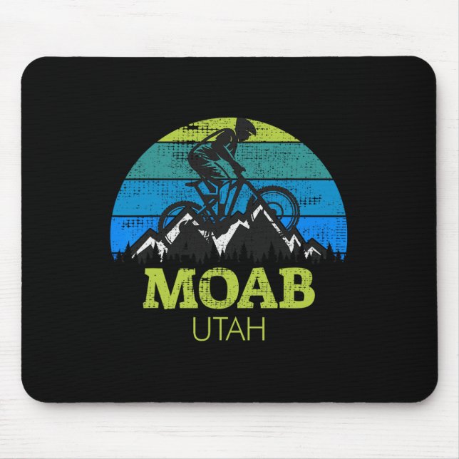 Moab Utah Mountain Biking Mtb Retro Sunset  Mouse Pad (Front)