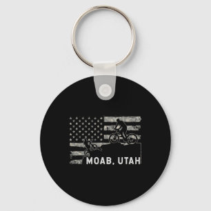 Moab Utah Mountain Biking Patriotic Usa Flag Keychain