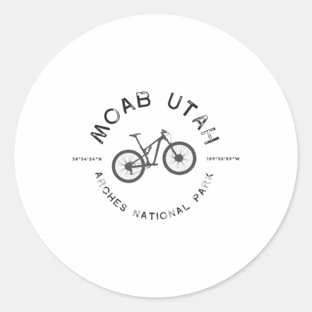 Moab Utah Mountain Biking T  Classic Round Sticker (Front)