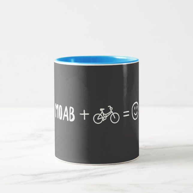 Moab Utah Plus Bikes Makes You Happy Two-Tone Coffee Mug (Center)