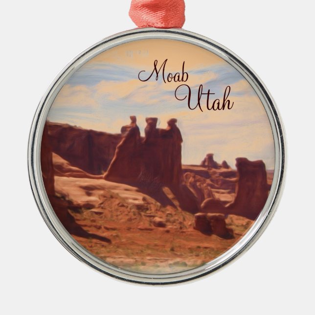 Moab Utah three rocks scenic ornament (Front)