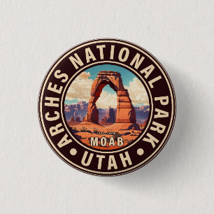 Moab Utah Vintage Sunset Arches Adventure Outdoors 1 Inch Round Button