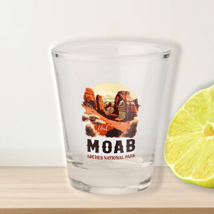 Moab Utah Vintage Sunset Arches Adventure Outdoors Shot Glass