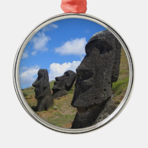 Moai at Rano Raraku, Easter Island Metal Ornament