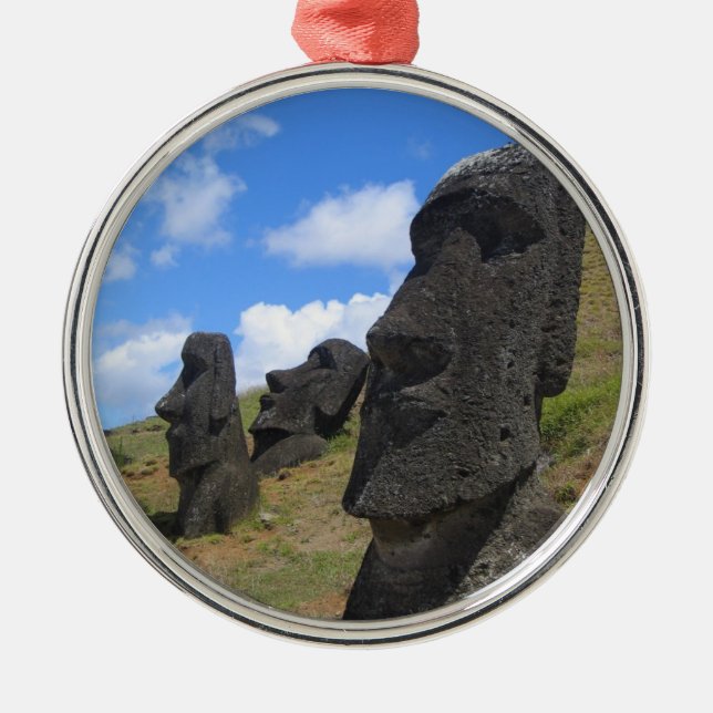 Moai at Rano Raraku, Easter Island Metal Ornament (Front)