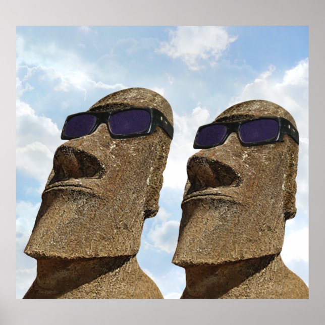 Moai avec lunettes de soleil - Poster (Devant)