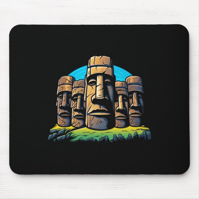 Moai Heads Easter Island Easter Day Cute  Mouse Pad (Front)