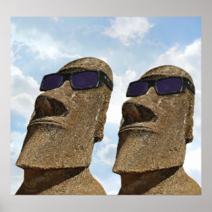 Moai with Sunglasses - Poster