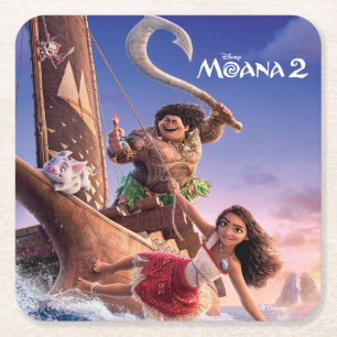 Moana 2 Theatrical Art Square Paper Coaster