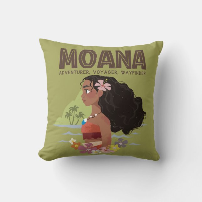 Moana | Adventurer, Voyager, Wayfinder Throw Pillow (Front)