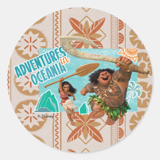 Moana | Adventures In Oceania Classic Round Sticker (Front)