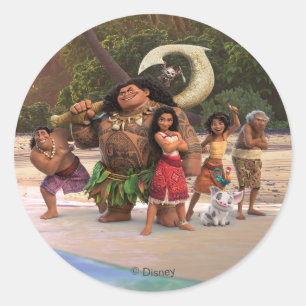 Moana and Crew Classic Round Sticker