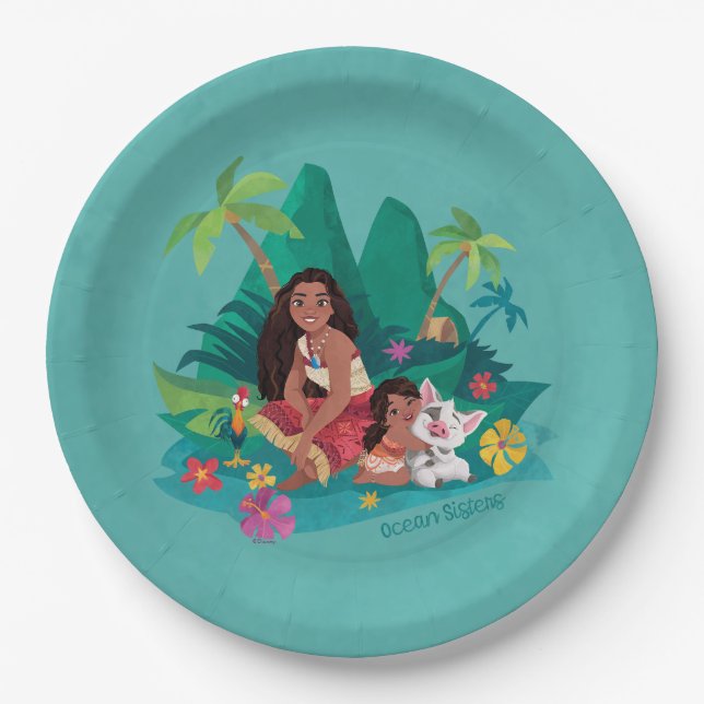 Moana and Simea Ocean Sisters Paper Plate (Front)