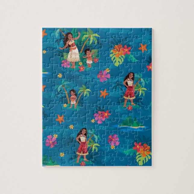 Moana and Simea Ocean Sisters Pattern Jigsaw Puzzle (Vertical)