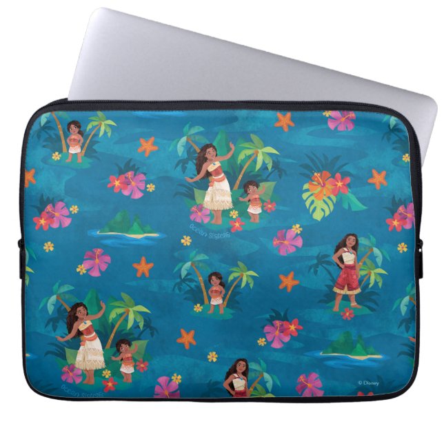 Moana and Simea Ocean Sisters Pattern Laptop Sleeve (Front)