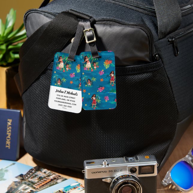 Moana and Simea Ocean Sisters Pattern Luggage Tag (Front & Back)