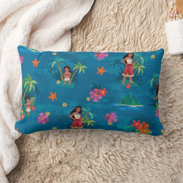 Moana and Simea Ocean Sisters Pattern Lumbar Pillow (Blanket)