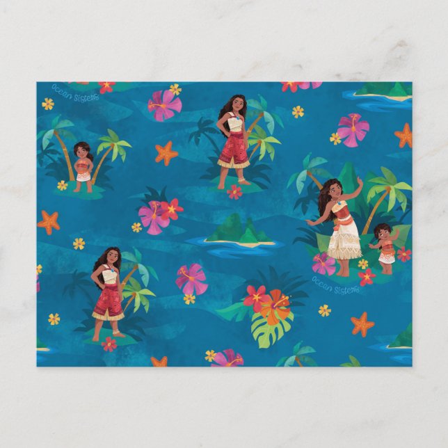Moana and Simea Ocean Sisters Pattern Postcard (Front)