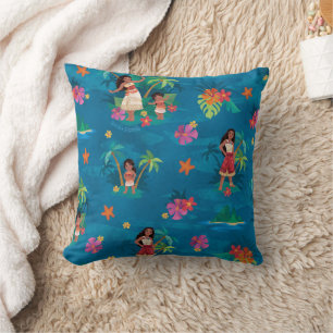 Moana and Simea Ocean Sisters Pattern Throw Pillow