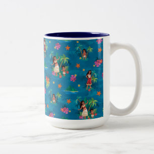 Moana and Simea Ocean Sisters Pattern Two-Tone Coffee Mug