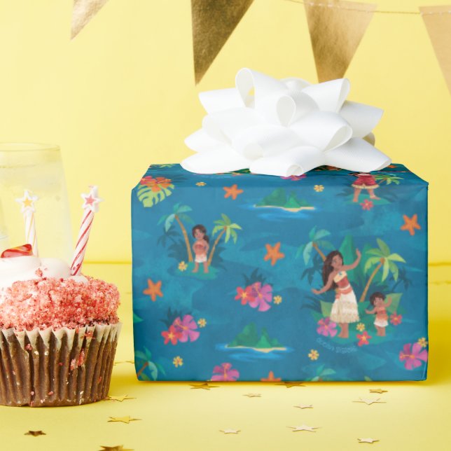 Moana and Simea Ocean Sisters Pattern Wrapping Paper (Birthday Party)