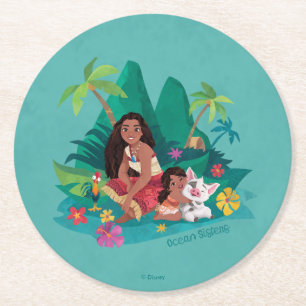 Moana and Simea Ocean Sisters Round Paper Coaster