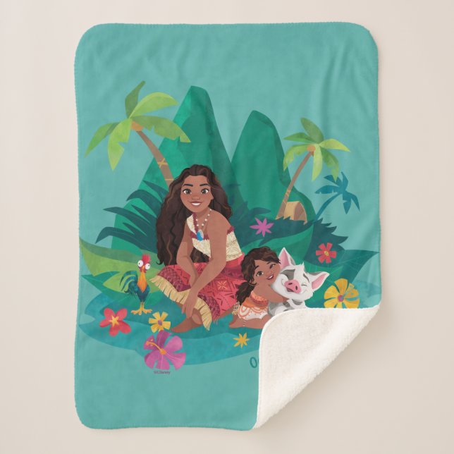 Moana and Simea Ocean Sisters Sherpa Blanket (Front)