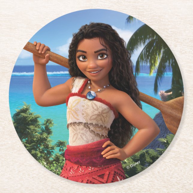 Moana Born to Voyage Round Paper Coaster (Front)