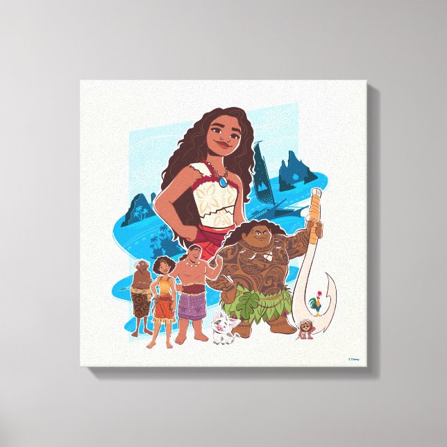 Moana & Crew Sail Beyond the Horizon Canvas Print (Front)