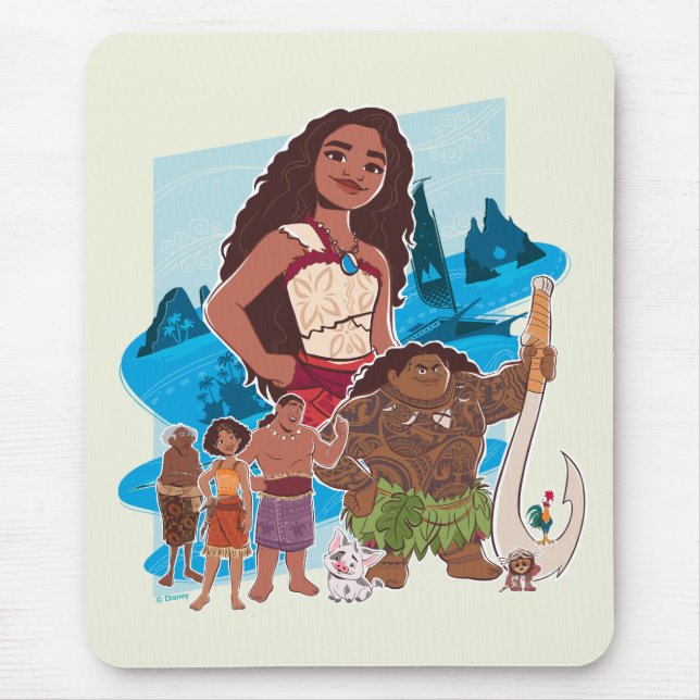 Moana & Crew Sail Beyond the Horizon Mouse Pad (Front)