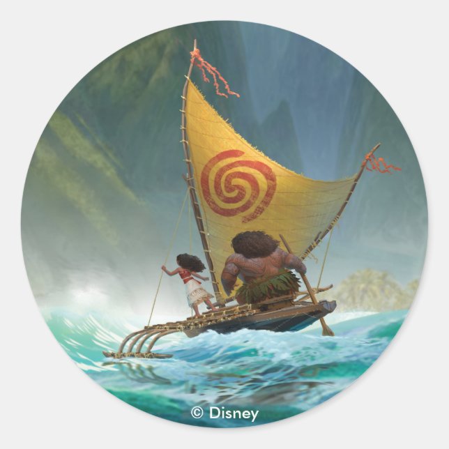 Moana | Discover Oceania Classic Round Sticker (Front)