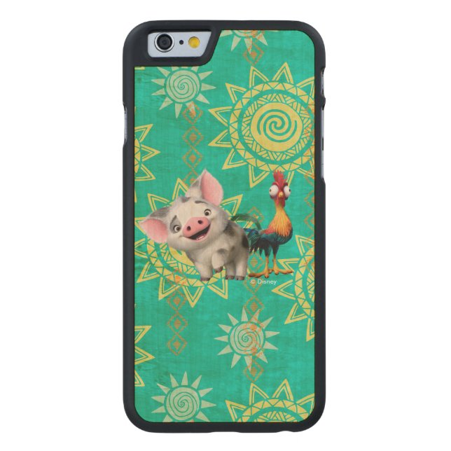 Moana | First Mate & Top Rooster Carved Wood iPhone Case (Back)