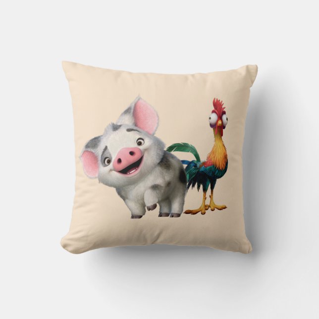 Moana | First Mate & Top Rooster Throw Pillow (Front)