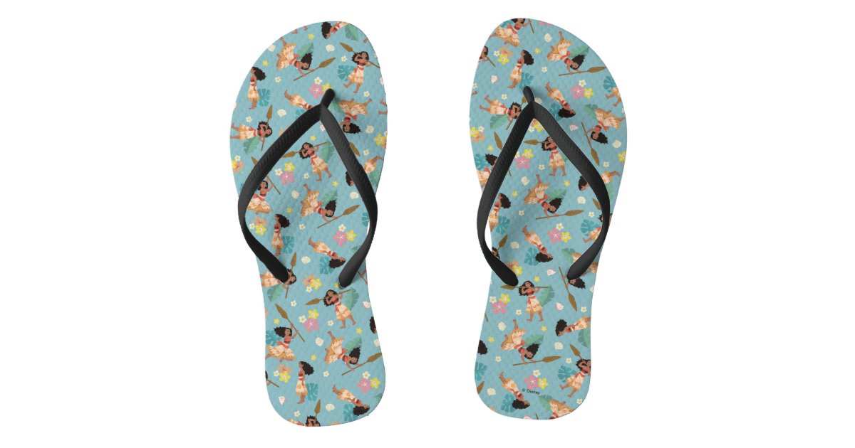 Moana | Floral Pattern Flip Flops | Zazzle.ca