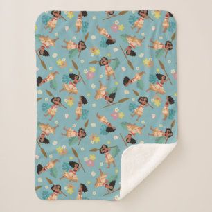 Moana   Floral Pattern Sherpa Blanket