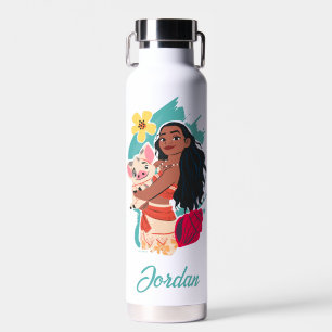 Moana Holding Pua   Add Your Name Water Bottle