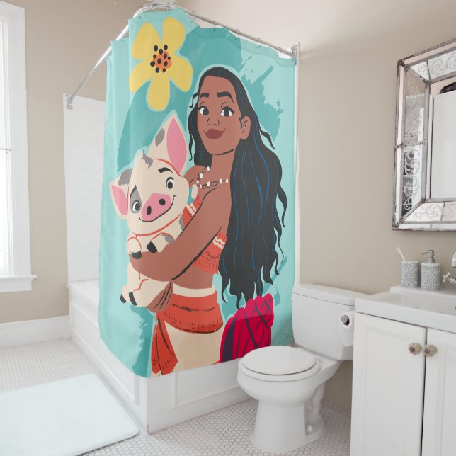 Moana Holding Pua Illustrated Graphic (In Situ)