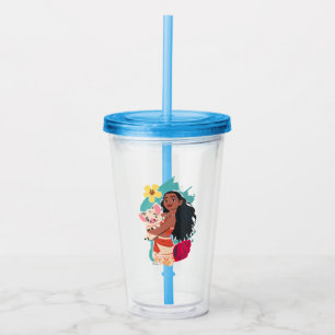Moana Holding Pua Illustrated Graphic Acrylic Tumbler