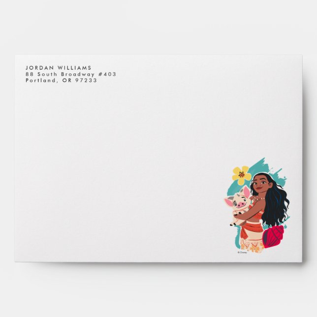 Moana Holding Pua Illustrated Graphic Envelope (Front)