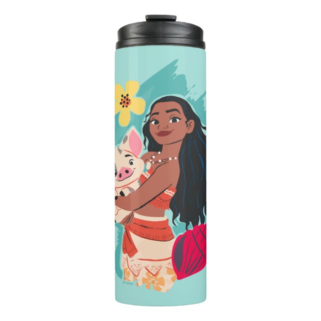 Moana Holding Pua Illustrated Graphic Thermal Tumbler (Front)