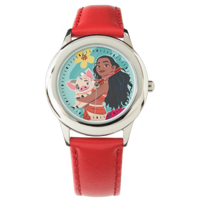 Moana Holding Pua Illustrated Graphic Watch (Front)